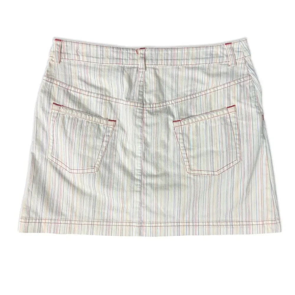 Lacoste White Pink Blue Green Pastel Pinstripe Pencil Mini Skirt size 36 / 4 / S